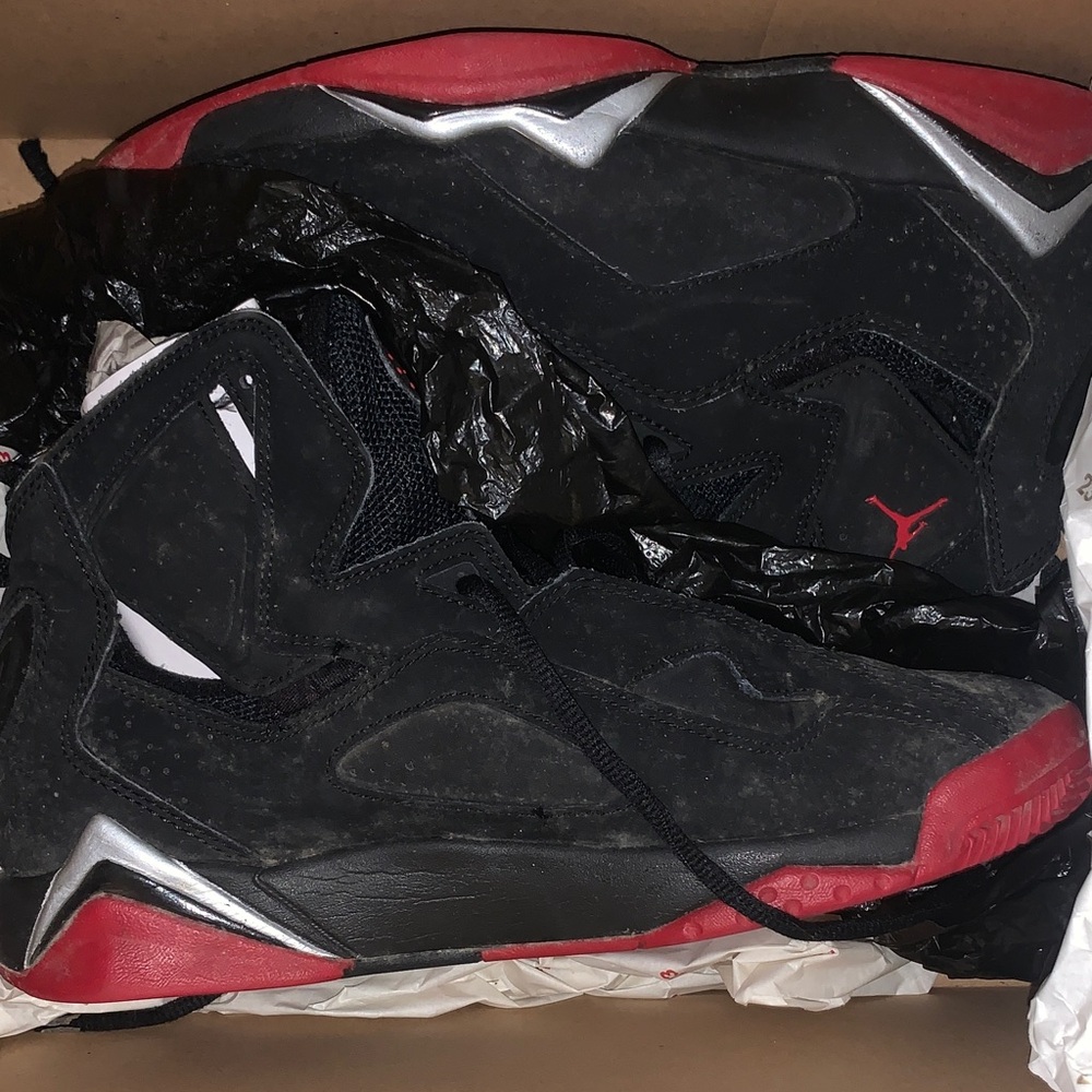 Jordan Men's Black and Red Sneakers with Silver Accents